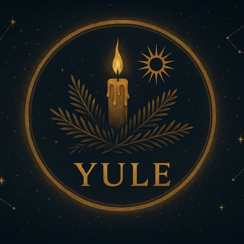 Die Kerze als Symbol für das Jahreskreisfest Yule im Winter.